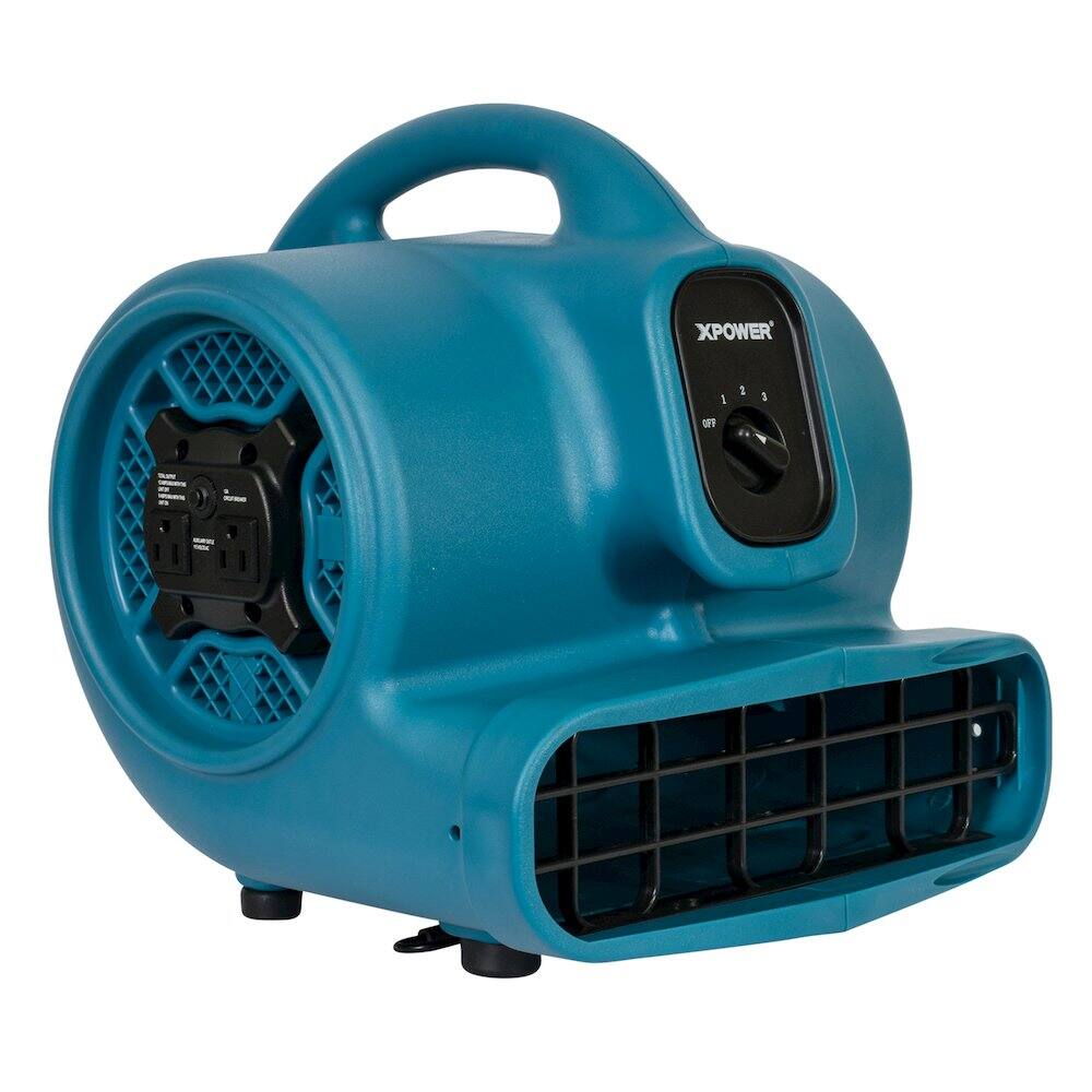 Alt View 9. XPOWER - 1/4 HP 1600 CFM 3 Speed Air Mover, Carpet Dryer, Floor Fan, Blower - Blue.