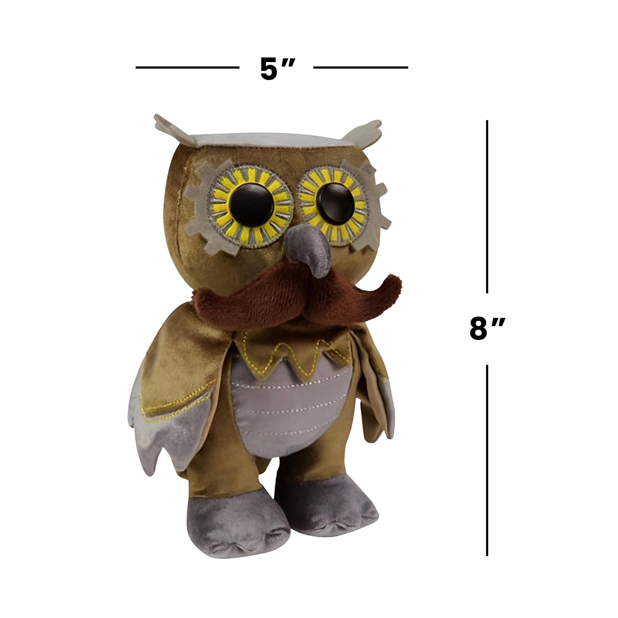 Alt View 2. Crowded Coop - WhimWham 8" Plush, Owl Mustache Steampunk - Brown.