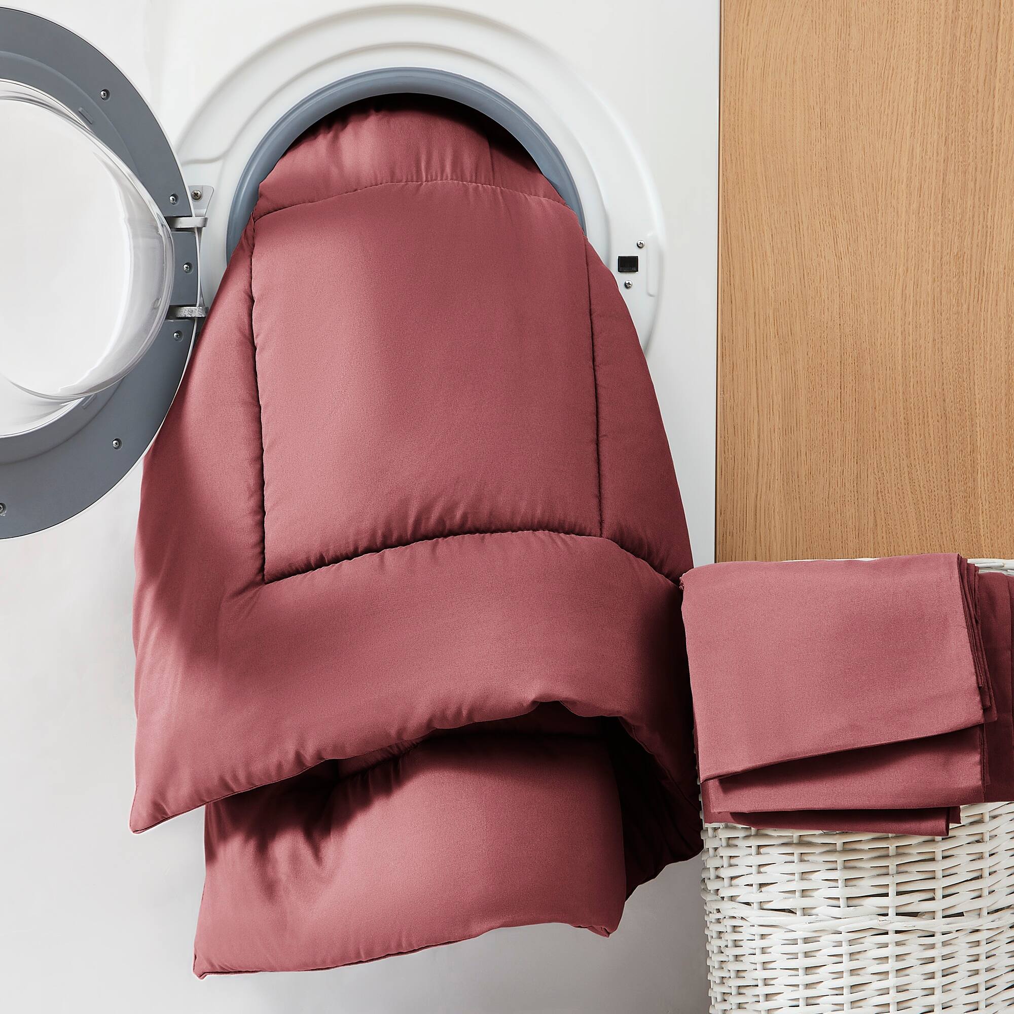 Alt View 1. Sweet Home Collection - All Season Reversible Bed-in-A-Bag Solid Color Comforter & Sheet Set, Twin - Burgundy.