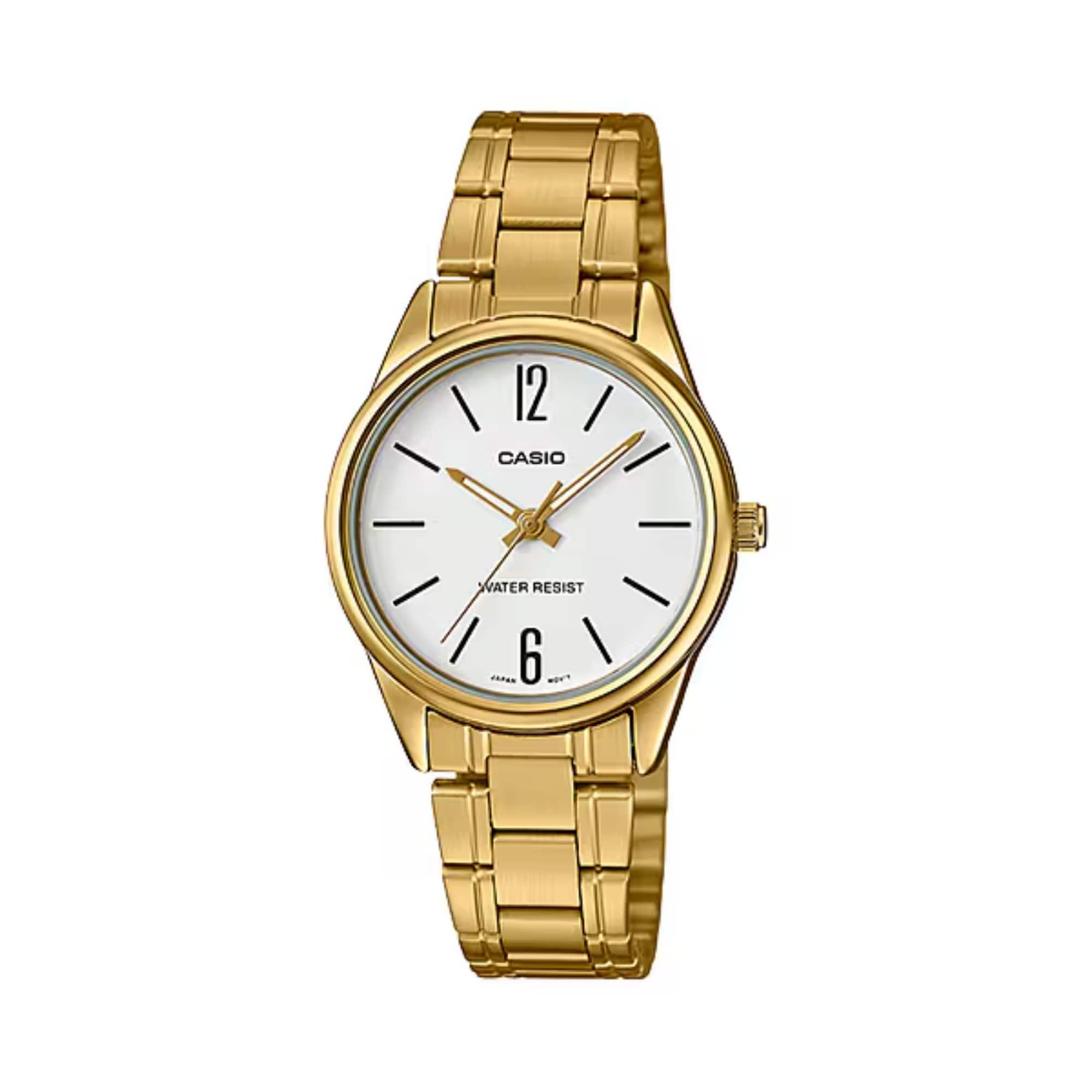 Casio - Women’s Analog Watch White Dial Steel Bracelet - LTP-V005G-7BUDF - Gold