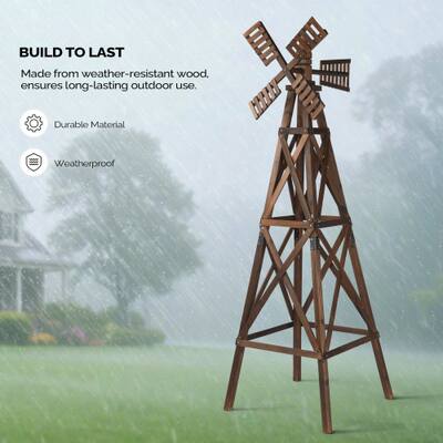 Winado 7FT Wooden Windmill Backyard Garden Decoration Weathervane Winado 7FT Wooden Windmill Backyard Garden Decoration Weathervane