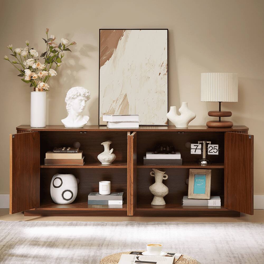 Left. Kadyn - L-Shaped Corner Computer Desk with Glass Cabinets and LED Lights - Black - Brown.