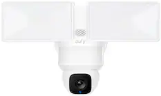 Front. eufy - E30 Outdoor Wired 2K PTZ Security Camera with Floodlights - White.