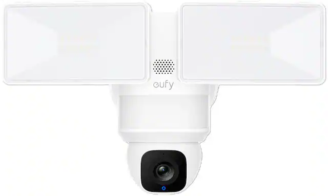 Front. eufy - E30 Outdoor Wired 2K PTZ Security Camera with Floodlights - White.