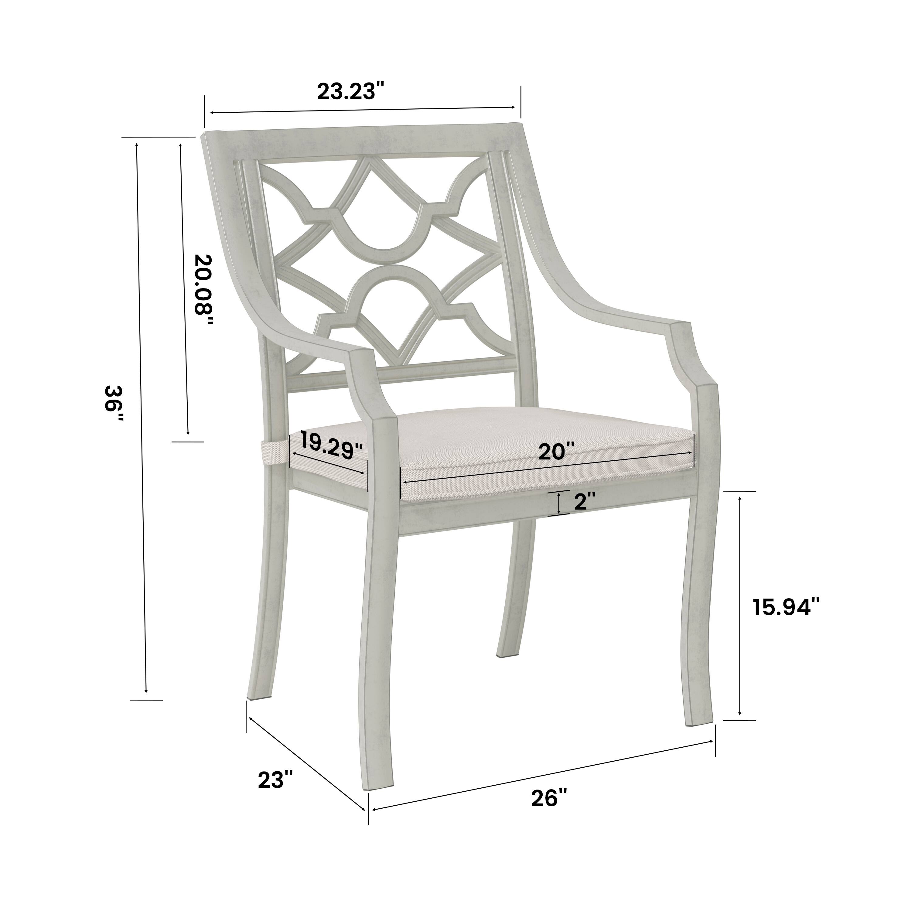 23.23"  
20.08"  
36"  
19.29"  
20"  
2"  
15.94"  
23"  
26"