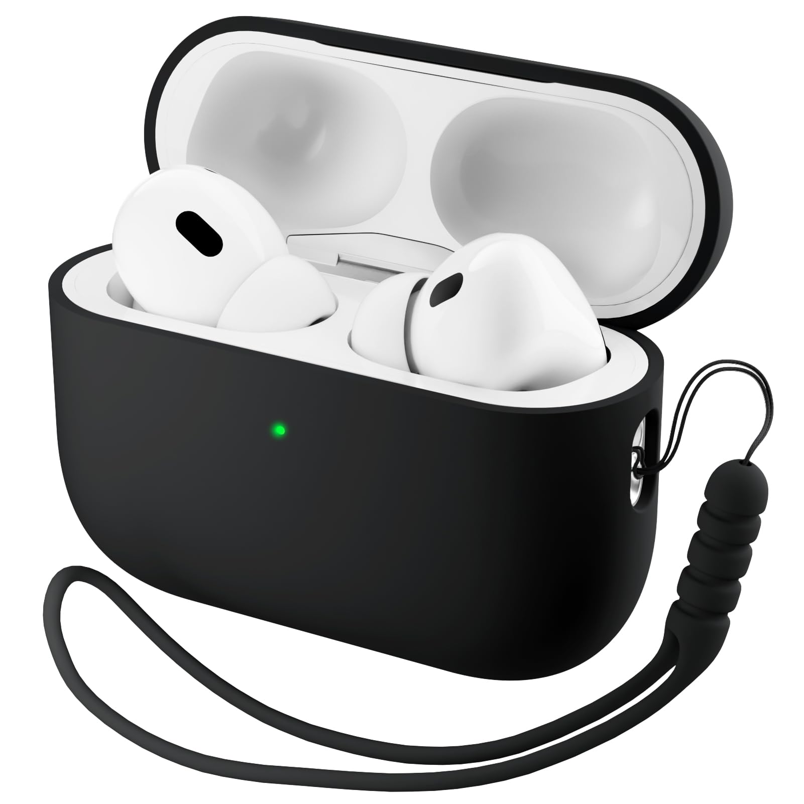 Ornarto - Compatible with AirPods Pro 3 Case 2025, Full Protective Silicone with Front LED Visible Skin Case - Black