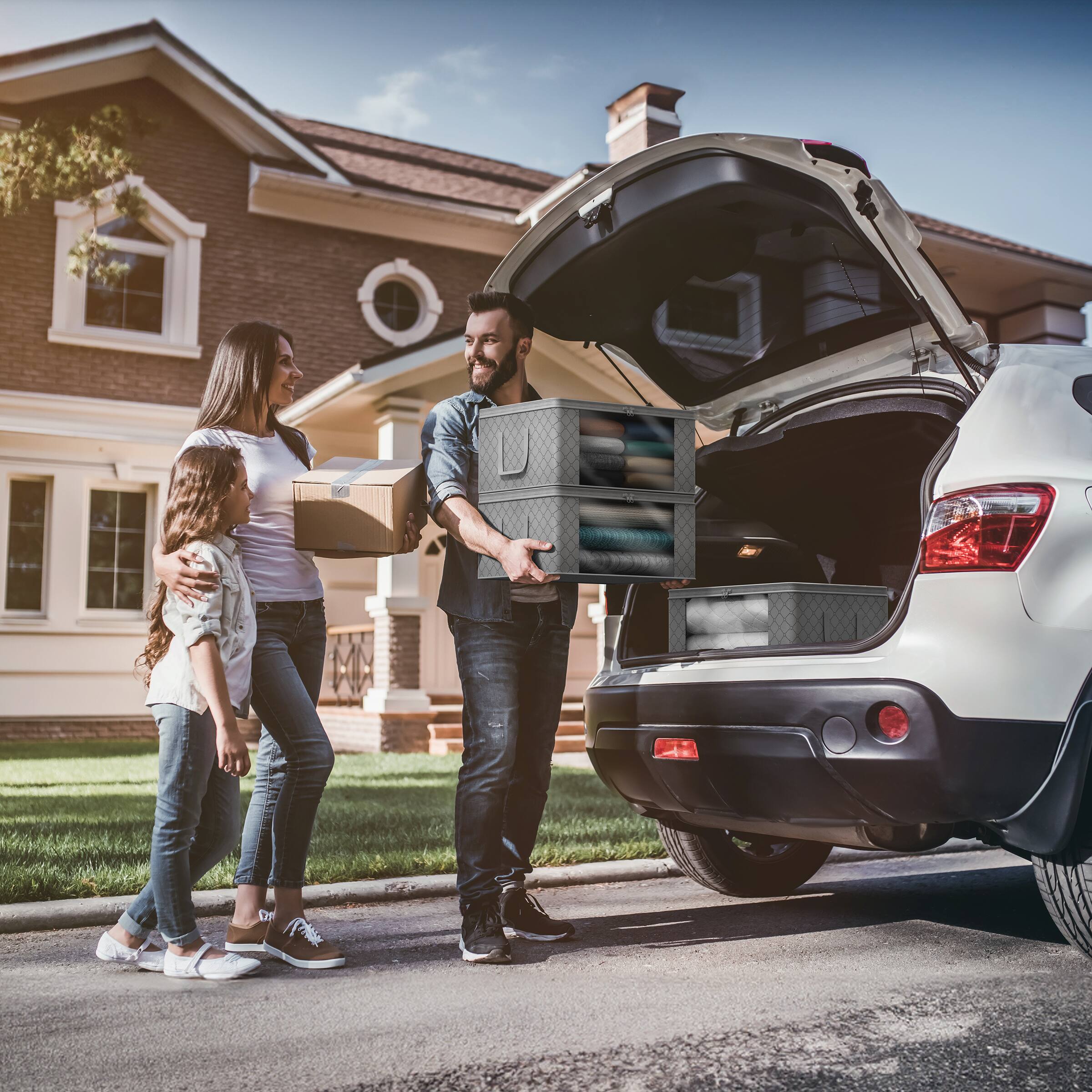 Alt View 3. Sorbus - Sorbus Medium Clothes Storage Bags - Foldable Blanket Storage Bins for Organizing Bedroom, Closet, Clothing - Gray.