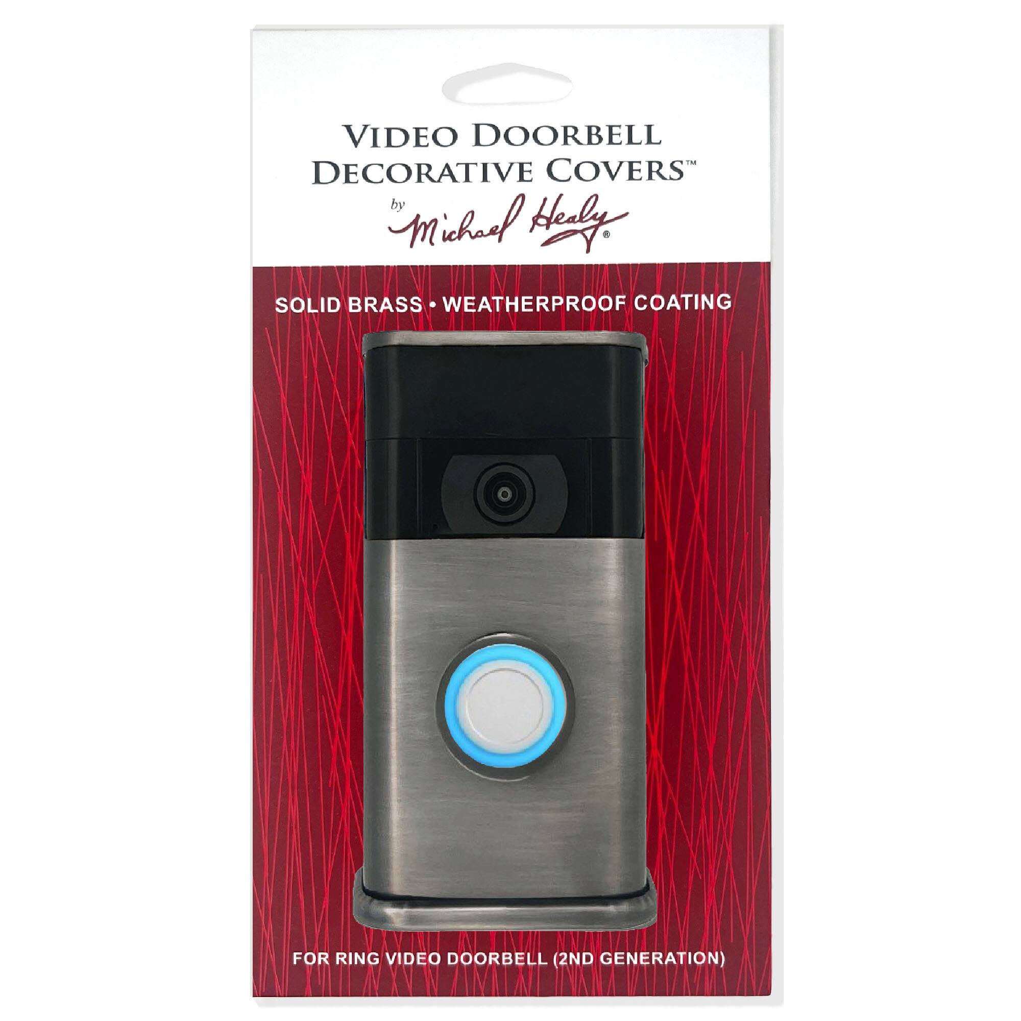 VIDEO DOORBELL DECORATIVE COVERS  
by Michael Hely  

SOLID BRASS • WEATHERPROOF COATING  

FOR RING VIDEO DOORBELL (2ND GENERATION)