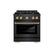 Front. ZLINE - 30 in. Wide 4 Burner ZLINE Autograph 4.2 cu. ft. Manual Clean Freestanding Gas Range with Bronze Accents - Black Satin Stainless Steel.
