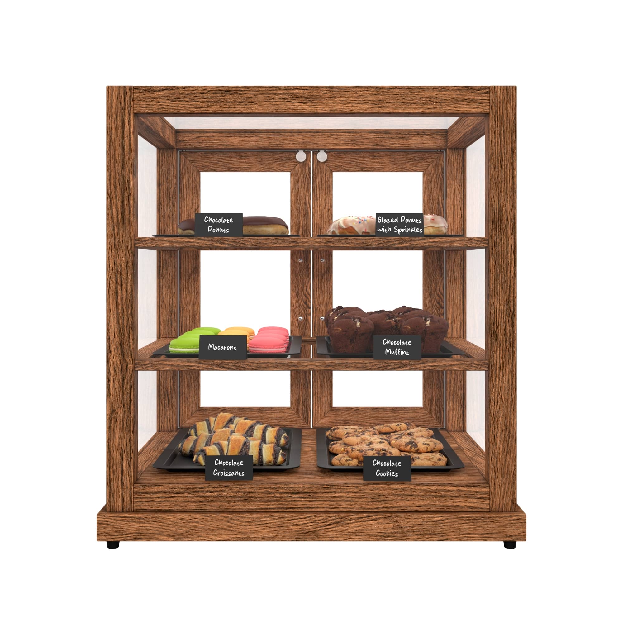 Koolmore - 25 In. Artisan Wooden Bakery Display Upright Case, Dark color - Dark ash wood color