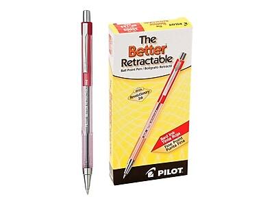 10h 7000J The Better Retractable Ball Point Pen / Bolígrafo Retráctil Revolutionary Ink Red Ink Tinta Roja Fine Point Punta Fina PILOT