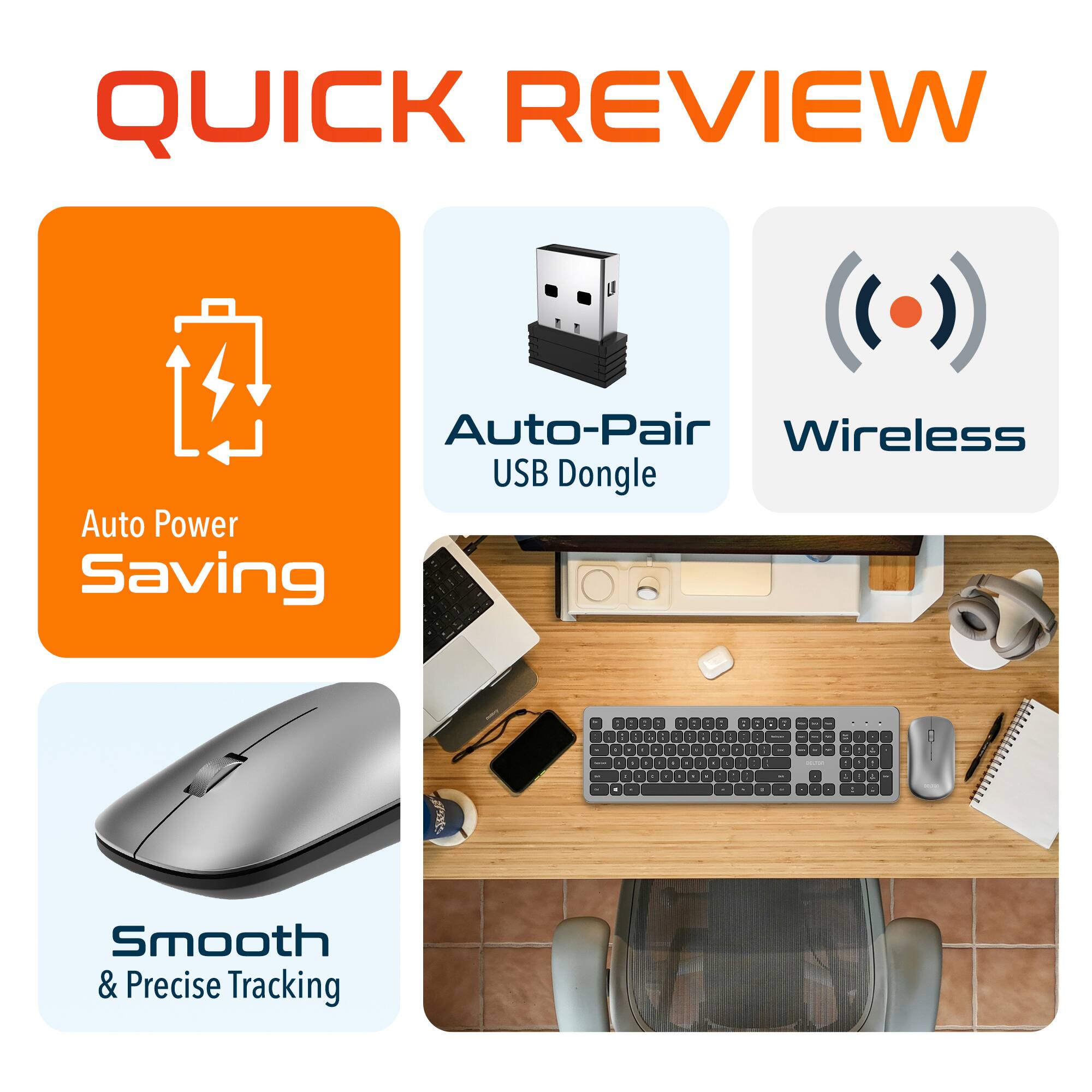 QUICK REVIEW
Auto-Pair Wireless USB Dongle
Auto Power Saving
Smooth & Precise Tracking