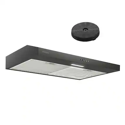 Front. Akoasm - Under Cabinet Range Hood Vent Cooking 230 CFM Kitchen 3 Speed Cooker Hood-Stainless Steel - Black.