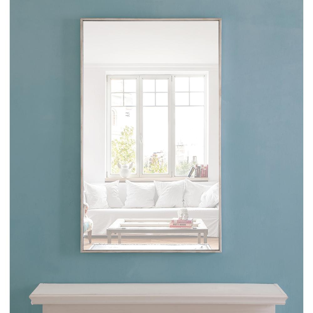 Front. Elegant Decor - Metal frame Rectangle Mirror 24 inch Silver - Silver.