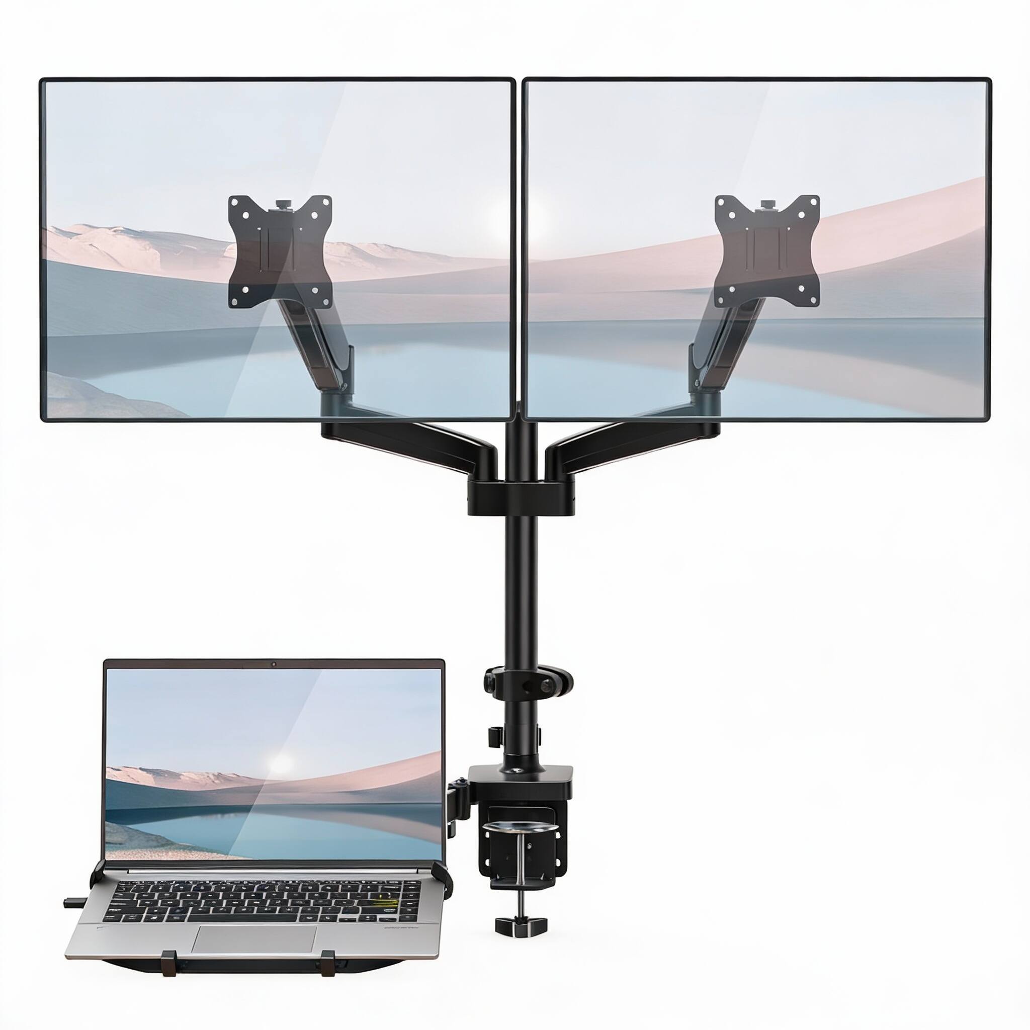 Black Triple Arms Gas Spring Monitor Arm