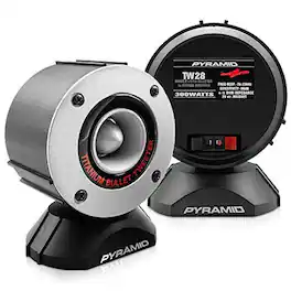 Pyramid - TW28 300W Marine Tweeter Speaker, 3.75” Aluminum Bullet Horn, Titanium Dome (Pair)