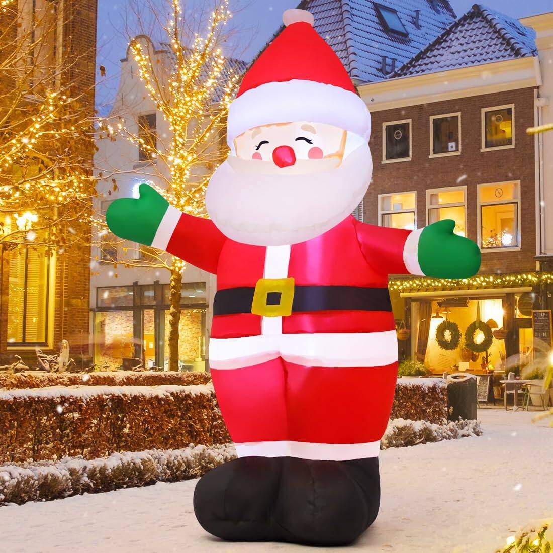Left. GOOSH Inflatables - GOOSH 5 FT Christmas Inflatables Santa Claus Standing Santa with Built-in LEDs - Red.