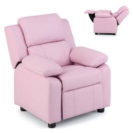 Costway - Deluxe Padded Kids Sofa Armchair Recliner Headrest Children w Storage Arms - Pink