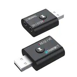 Stock Preferred - 2Pack Bluetooth 5.0 2-in-1 Audio Transmitter & Receiver Adapter - Black