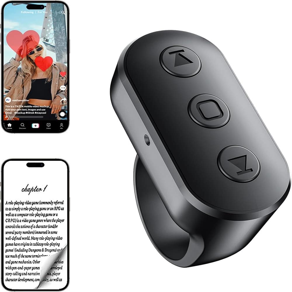 ACJPR - Phone Scrolling Ring for iPhone, Wireless Remote, Compatible with iPad/Android