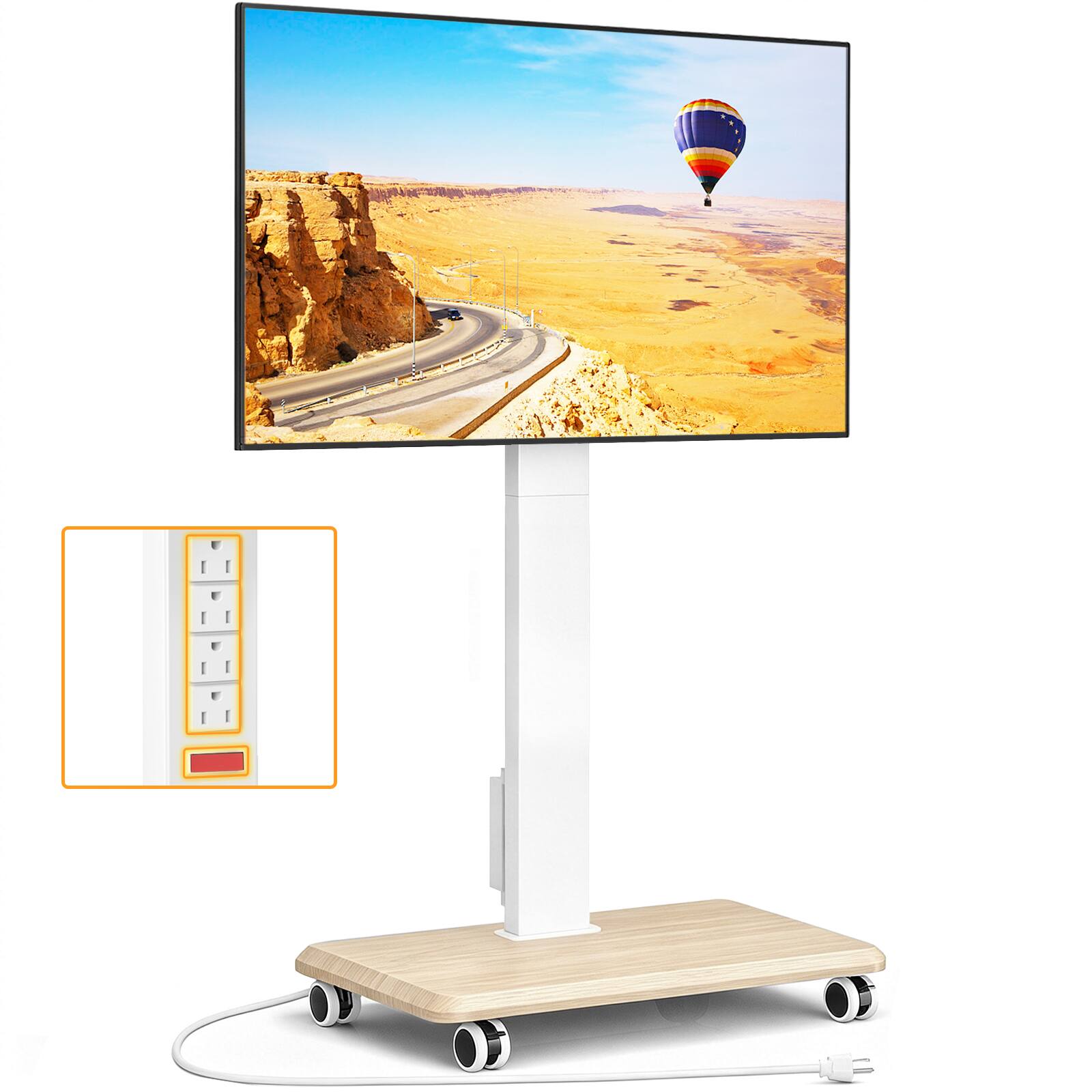 Front. Rfiver - Suitable for 32 to 65 inch mobile TV stands - White.