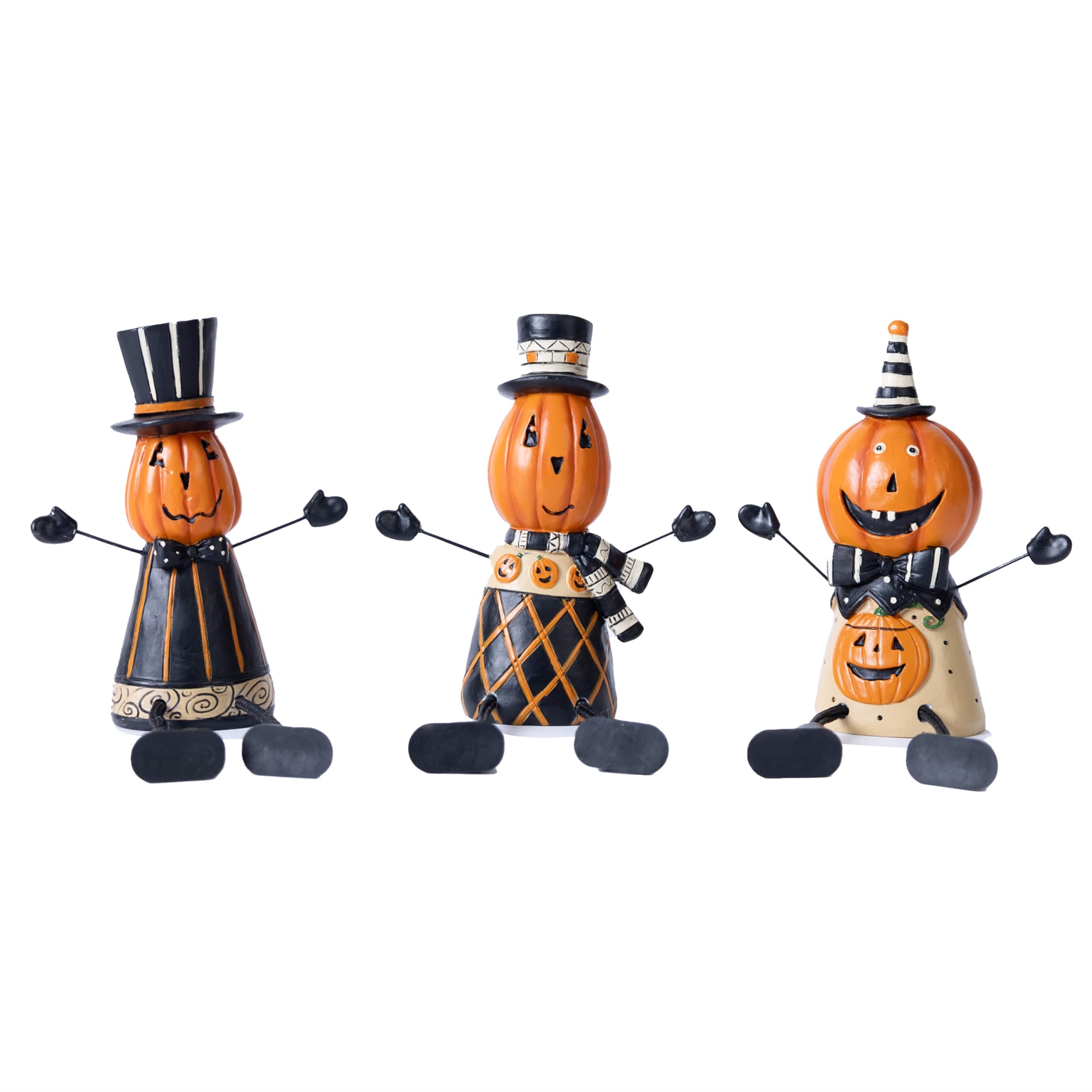 BreeBe - Jack o Lantern Shelf Sitter (Set of 3) - Orange, Black
