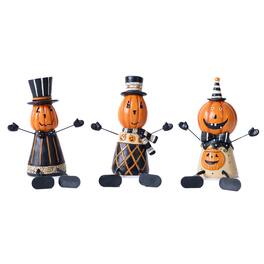 BreeBe - Jack o Lantern Shelf Sitter (Set of 3) - Orange, Black