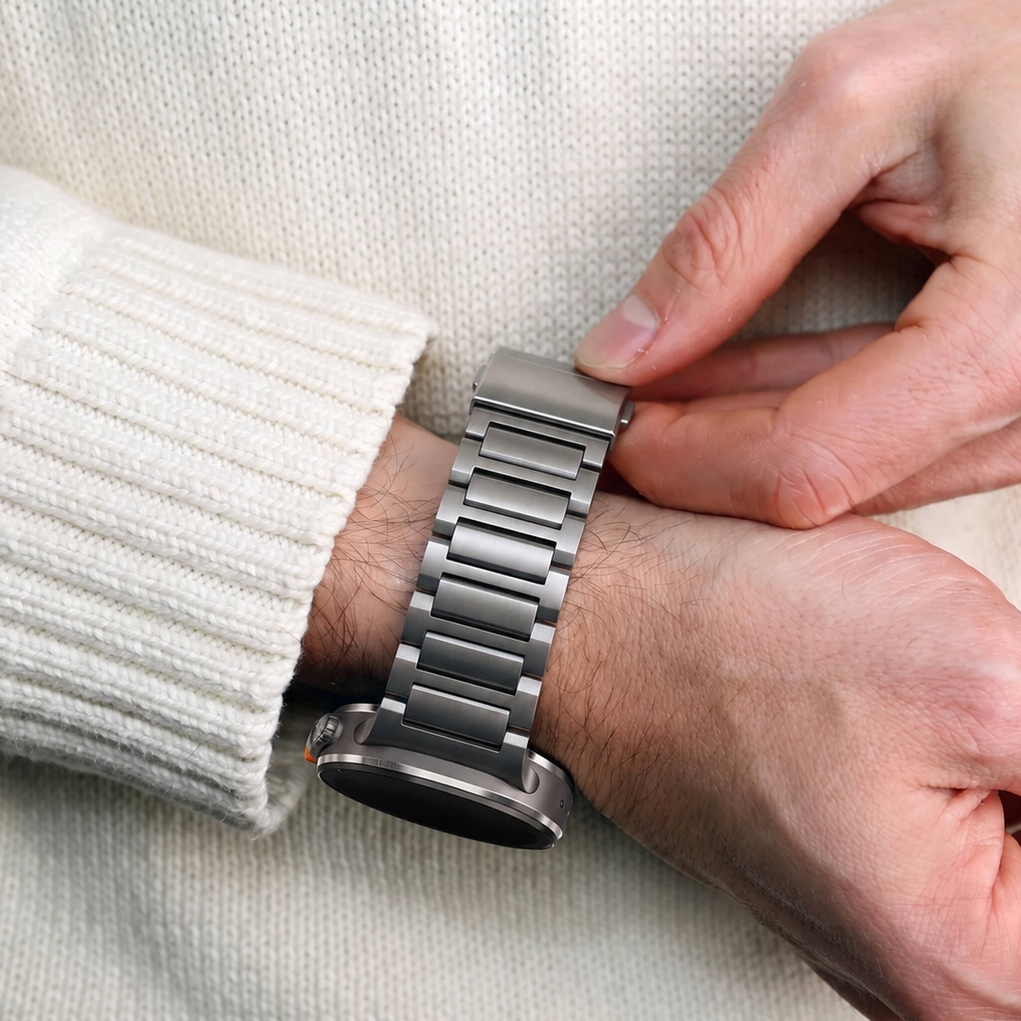 Alt View 4. Ultra Supply Co - Titan G4 Titanium Band for Galaxy Watch Ultra 2 / Ultra 47mm - Silver.