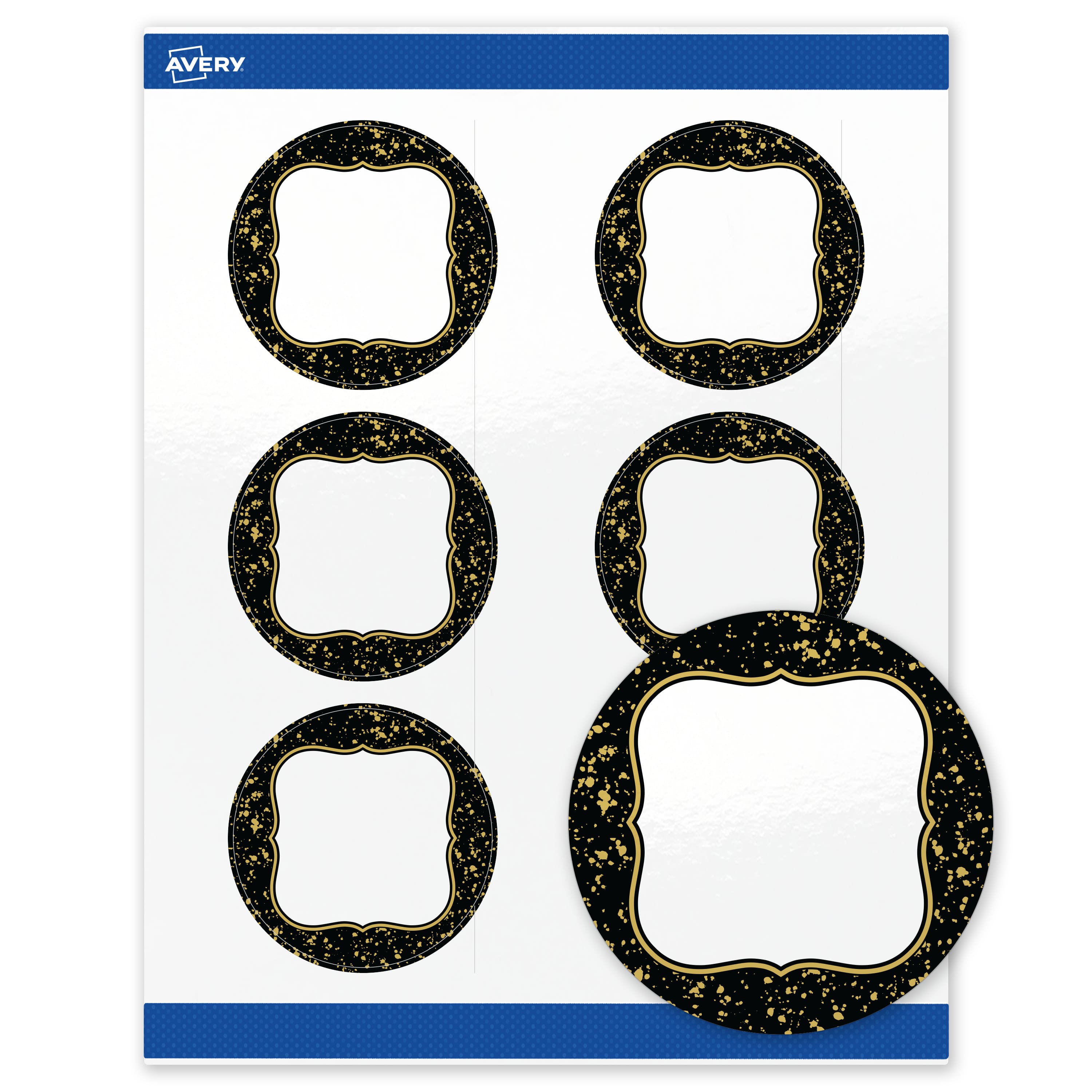 "Avery - Labels, 3"" Diameter, Glossy Black/Gold Specs - White" price history on PriceWatchPro