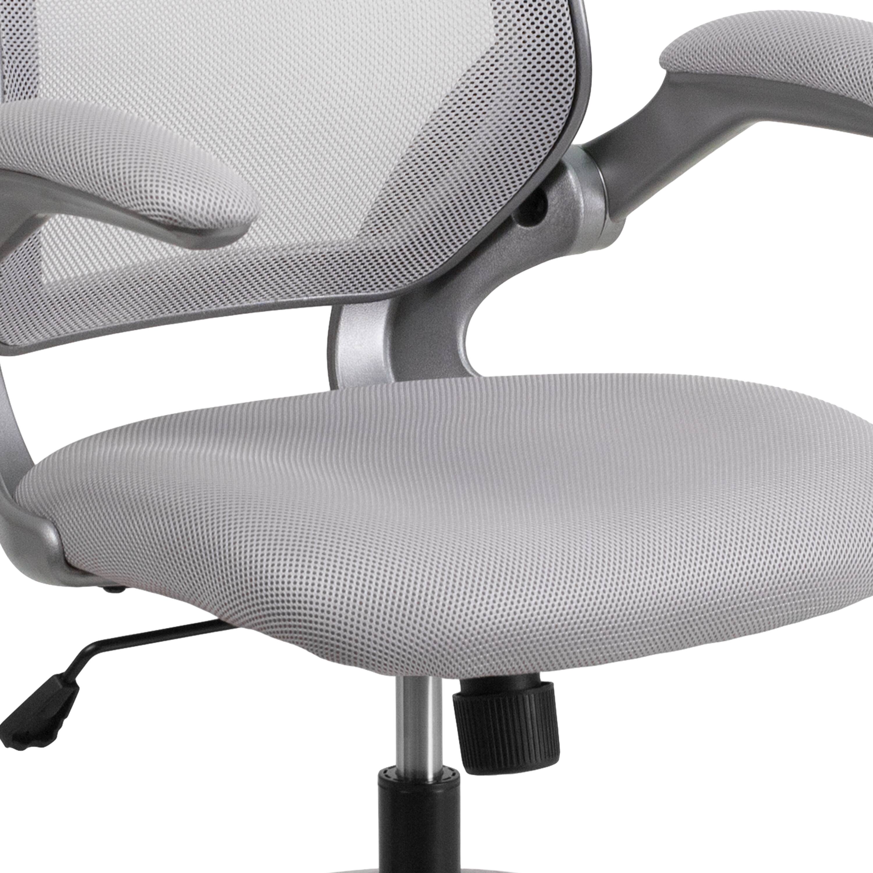 Alt View 9. Emma + Oliver - Mid-Back Mesh Swivel Ergonomic Task Office Chair with Gray Frame & Flip-Up Arms - Gray.