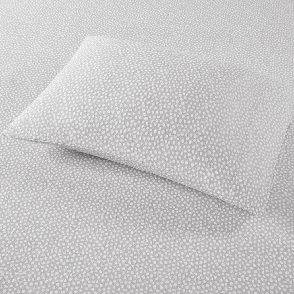 Alt View 2. Gracie Mills - Gracie Mills Persephone Cotton Flannel Sheet Set - Grey Dots.