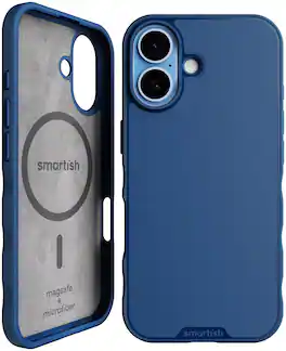Smartish - iPhone 17 MagSafe Case - Gripmunk Protective Slim Grip Magnetic Cover - Blues on The Green