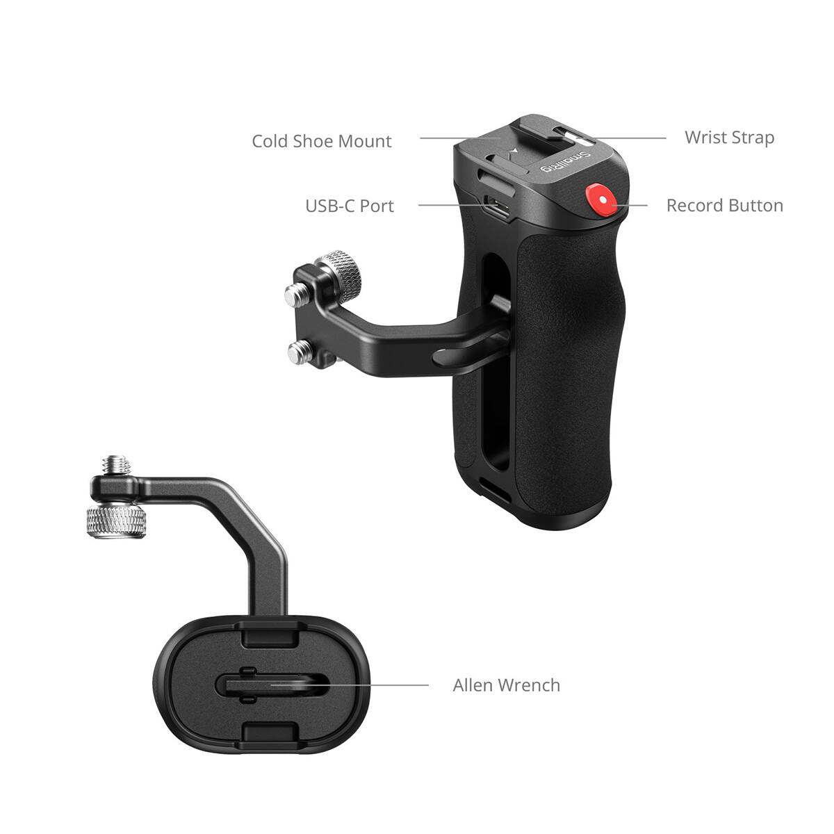 Cold Shoe Mount  
USB-C Port  
SmallRig  
Wrist Strap  
Record Button  
Allen Wrench
