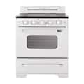 Unique Appliances - 30 in. Wide 5 Elements Classic Retro 3.9 Cu. Ft. Freestanding Electic Convection Range with Glass Top and Storage Drawer - Marshmallow White