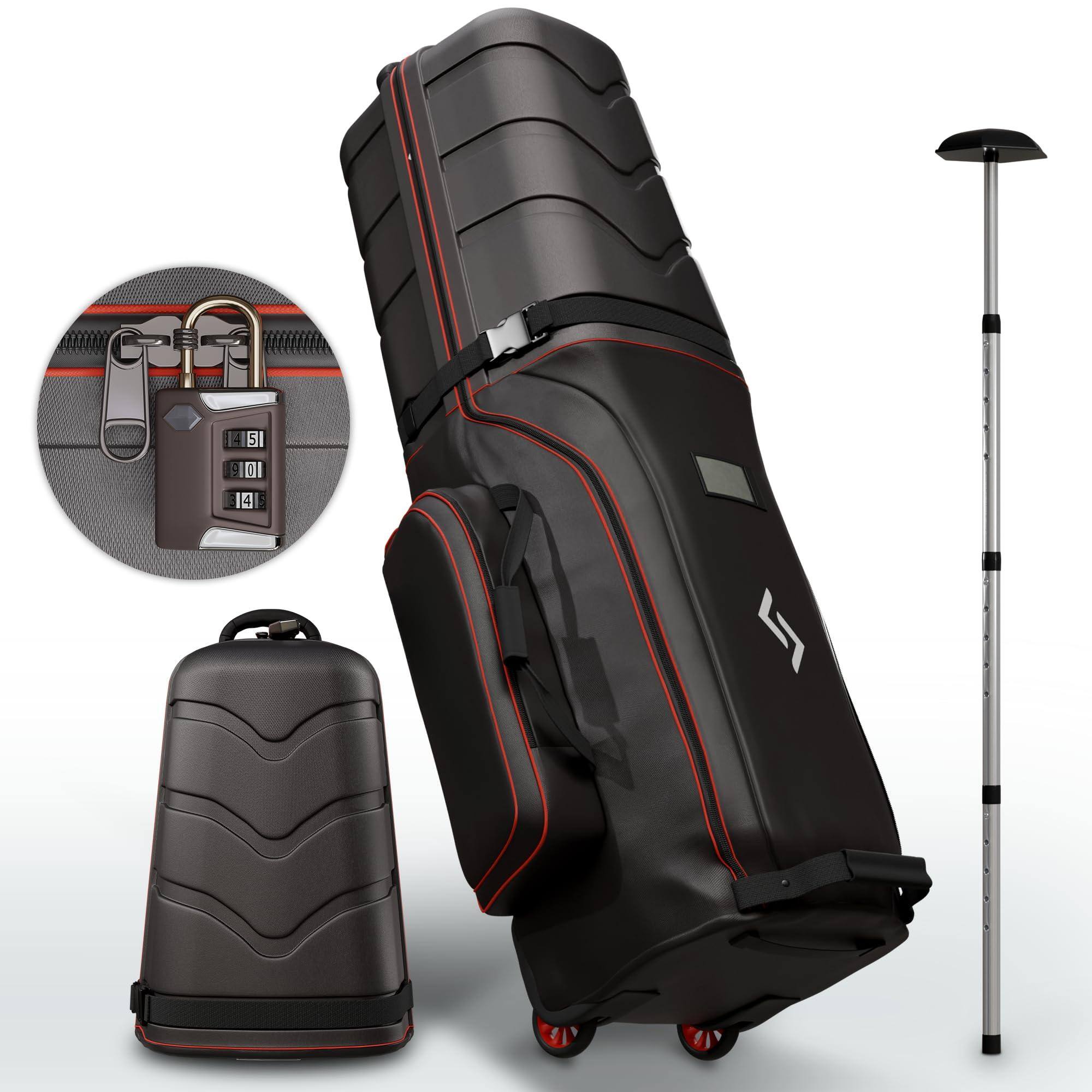 Front. MAGICAL RUBS - Hard Shell Golf Travel Bag with Wheels, TSA Lock, Cushion & Support Rod - Default.