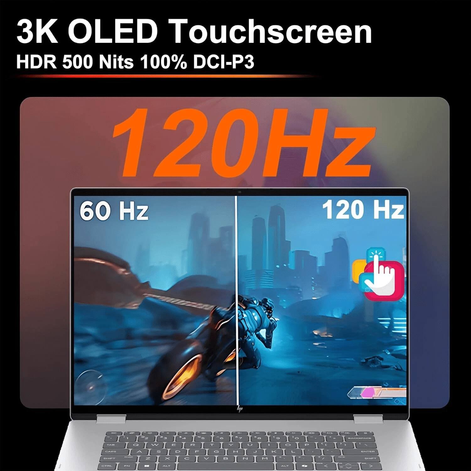 3K OLED Touchscreen  
HDR 500 Nits 100% DCI-P3  
120Hz  
60 Hz  
120 Hz
