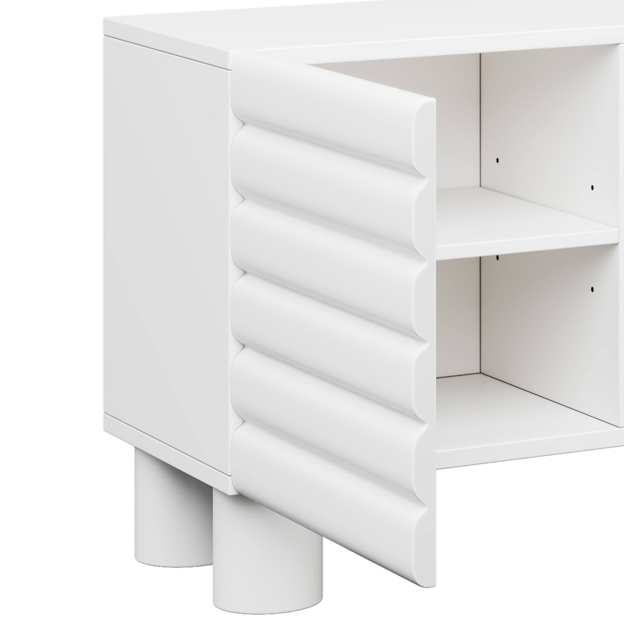 Alt View 1. CheryLife - 70.8 in. White Cream Style TV Stand with 4 Cabinets and Adjustable Shelves for TVs Up to 75" - White.