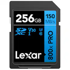 256 GB
150 MB/s
SDXC I
V30
10
800x PRO
Lexar