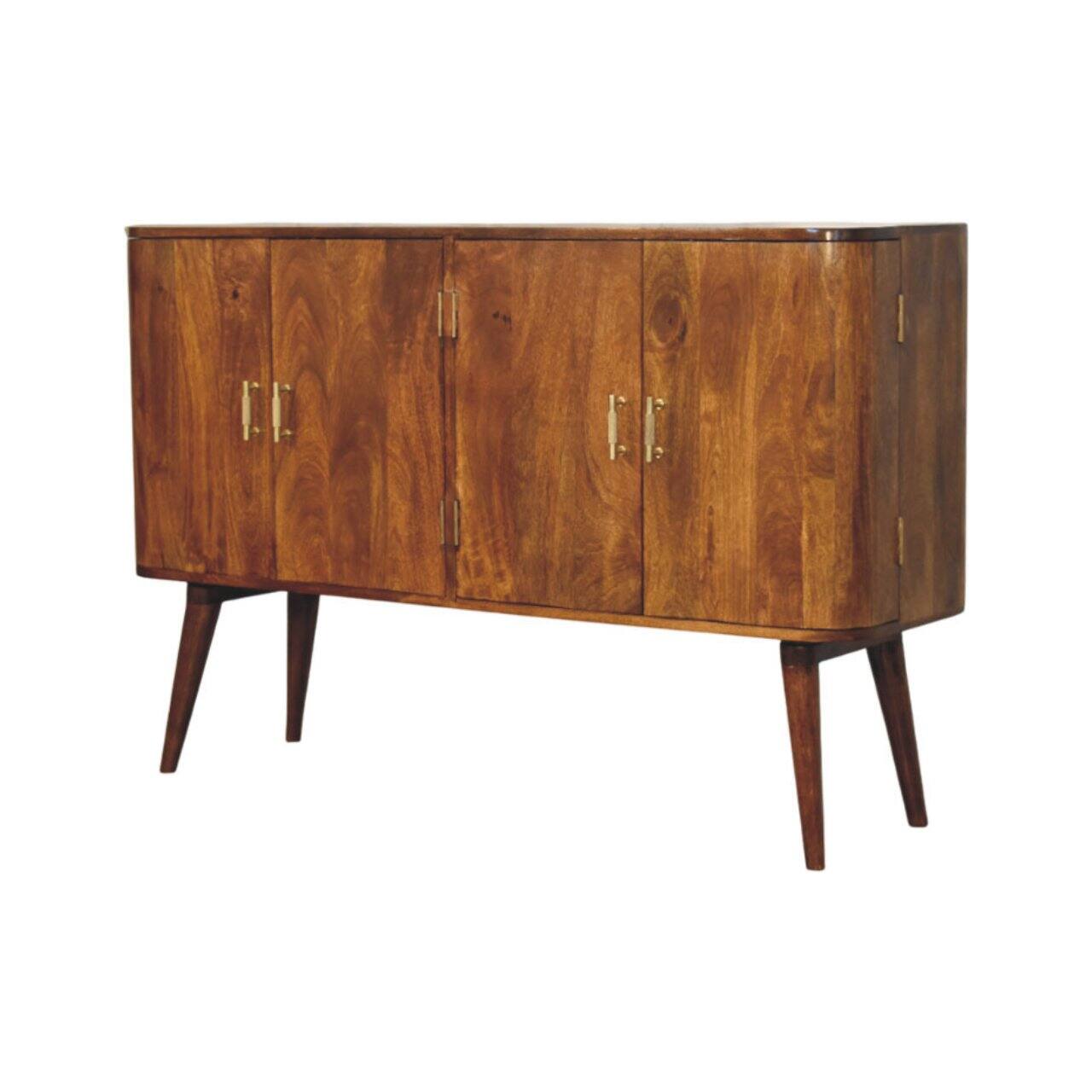 Left. Artisan Furniture - Artisan Furniture Solid Wood Linden Sideboard, 4 Doors, Dark Brown - Dark Brown.