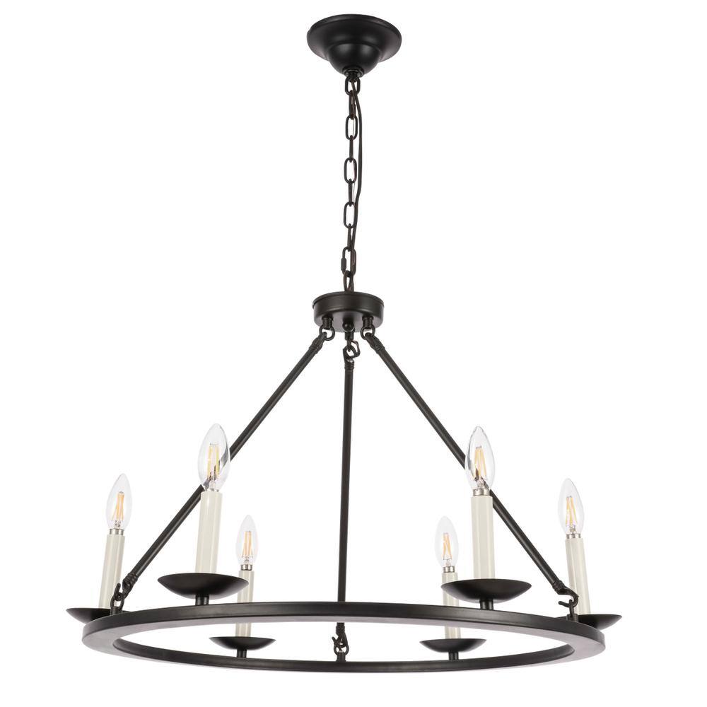 Alt View 7. Living District - Maine 6 light Black chandelier - Black.