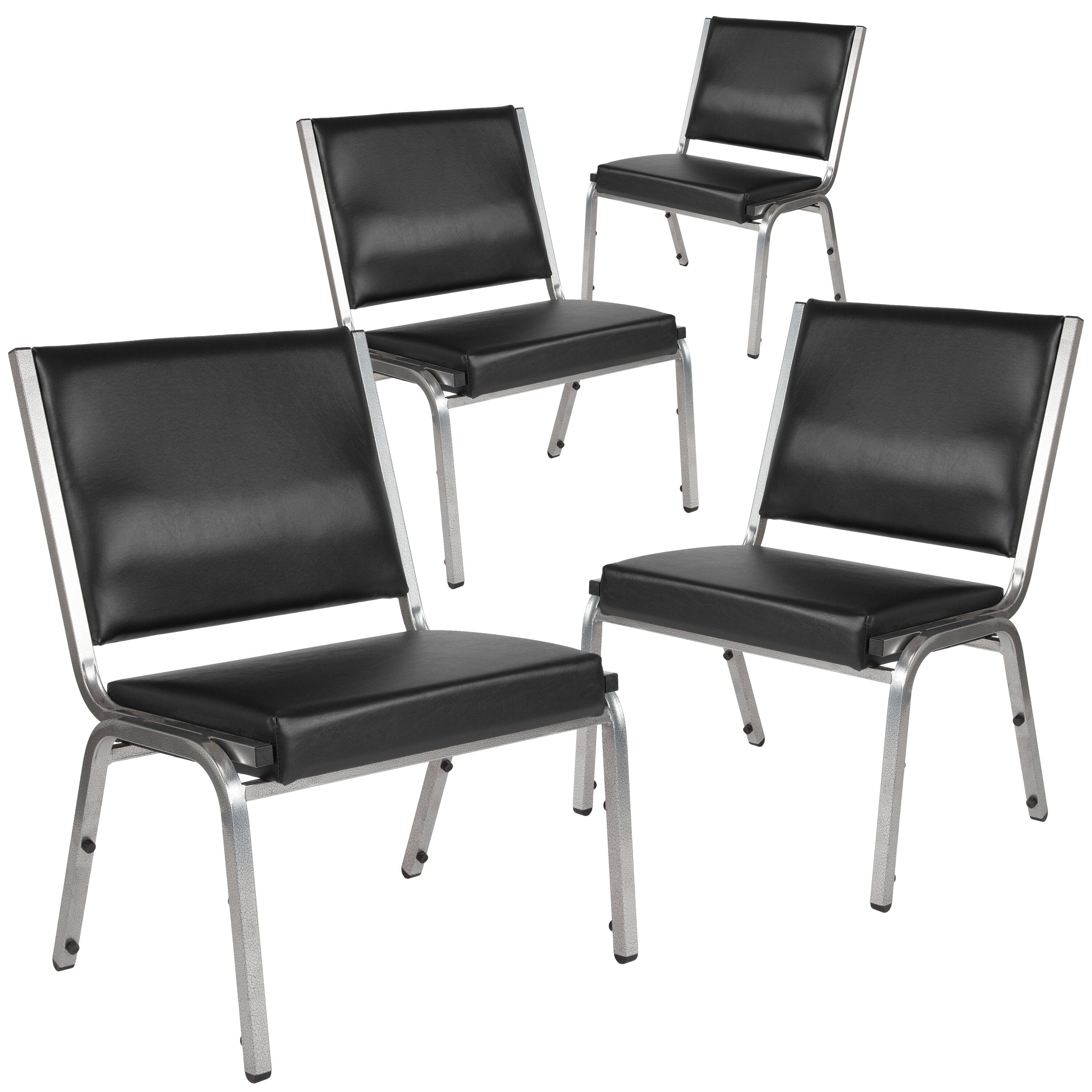 Emma + Oliver - 4 Pk. 950 lb. Rated Antimicrobial Bariatric medical Reception Chair - Black Vinyl