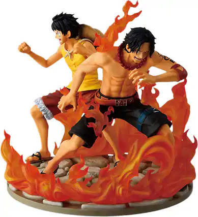 Front. Bandai - Ace & Luffy (Dramatic Memories) - One Piece - Revible Moment Ichibansho 6" Figures.