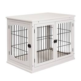 Pawhut - Dog Crate Side Table with Doors, Window, Puppy Cage for Small Dog