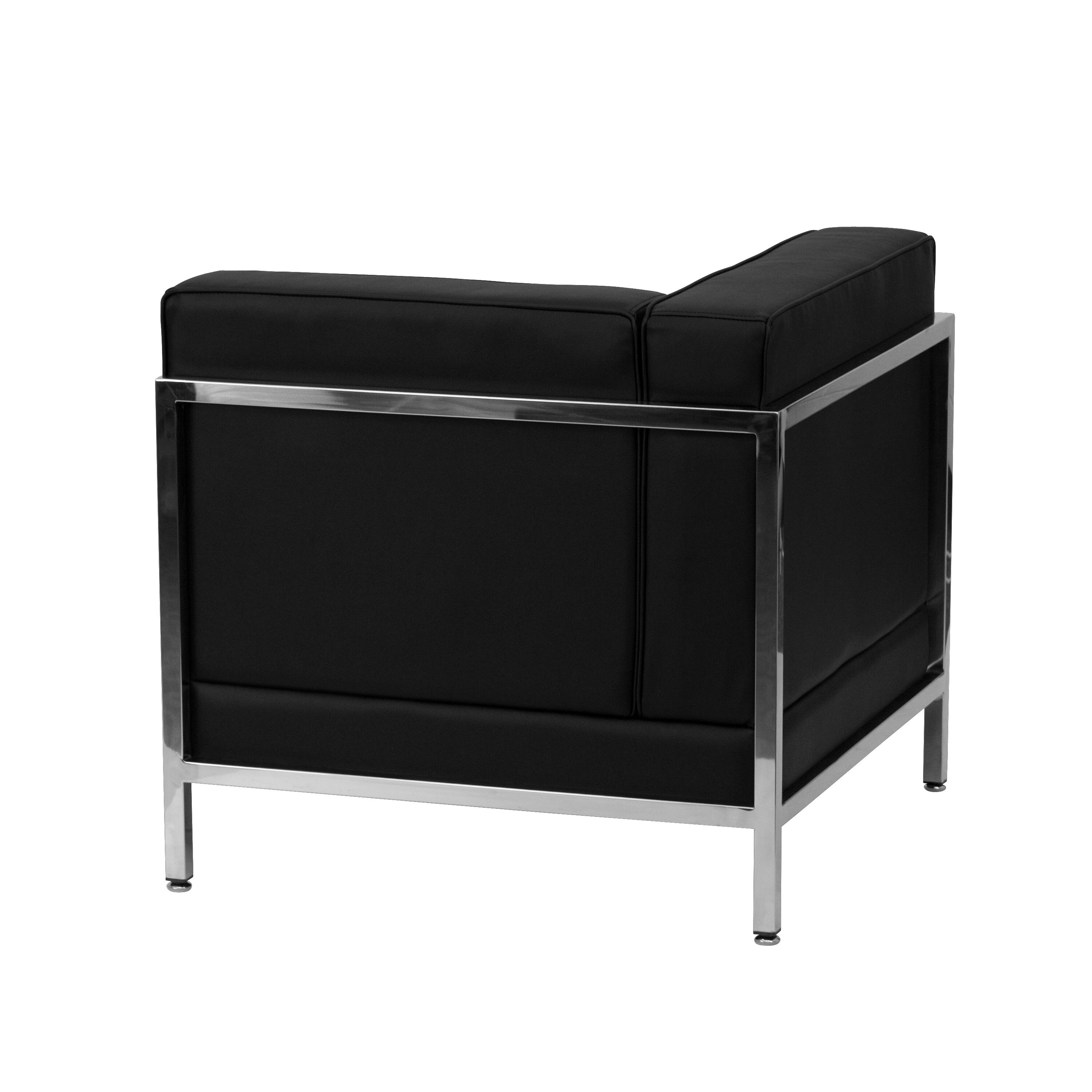 Alt View 2. Emma + Oliver - Modular Left Corner Quilted Tufted Seat Chair with Encasing Frame - Black.