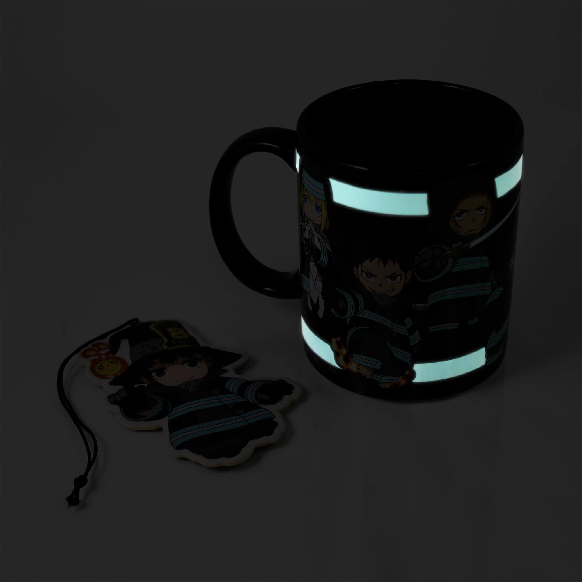 Alt View 4. Just Funky - Fire Force Company 8 GITD 11oz Coffee Mug and Air Freshener Set - Black.