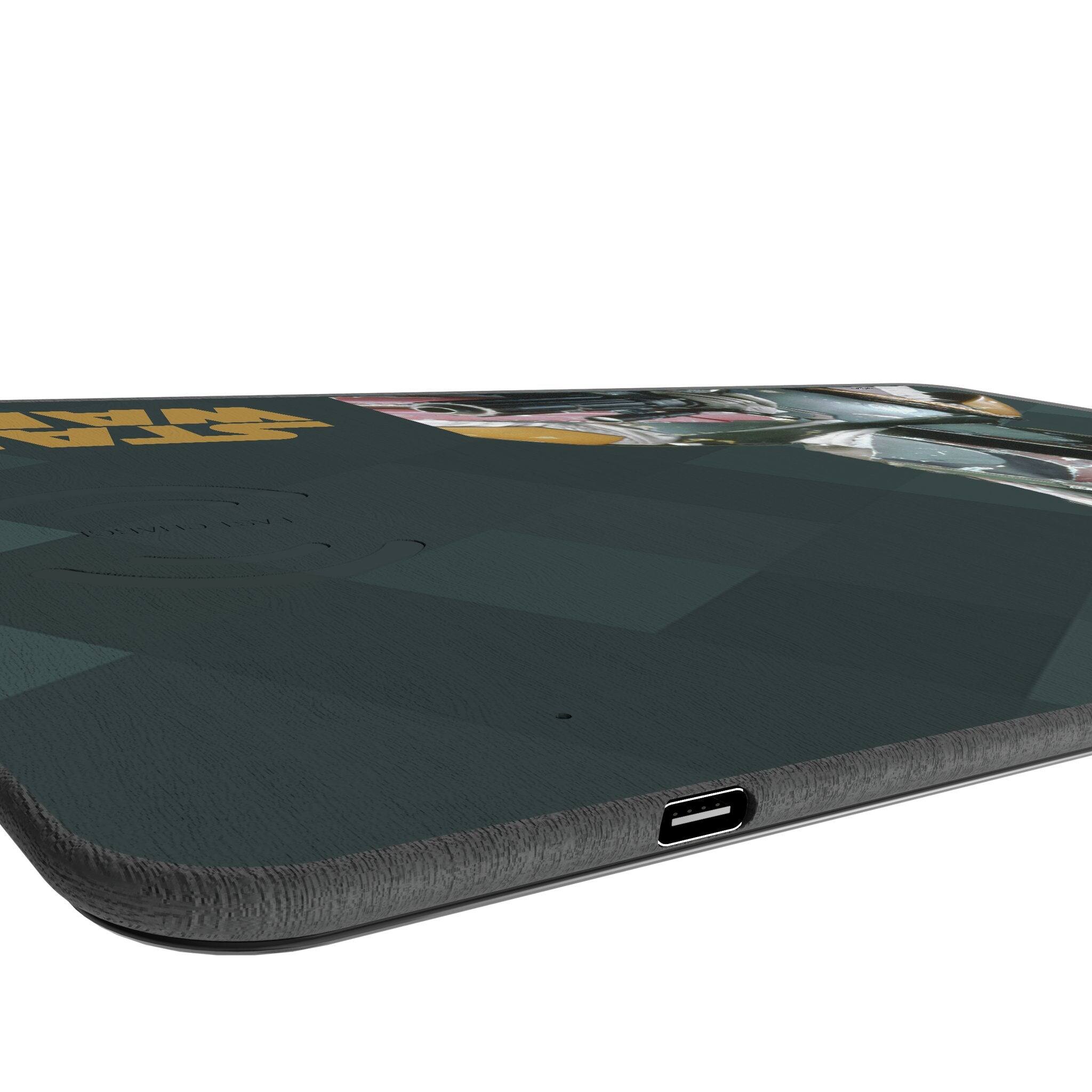 Left. Keyscaper - Star Wars: The Empire Strikes Back Color Block 15-Watt Wireless Charger and Mouse Pad - Boba Fett.