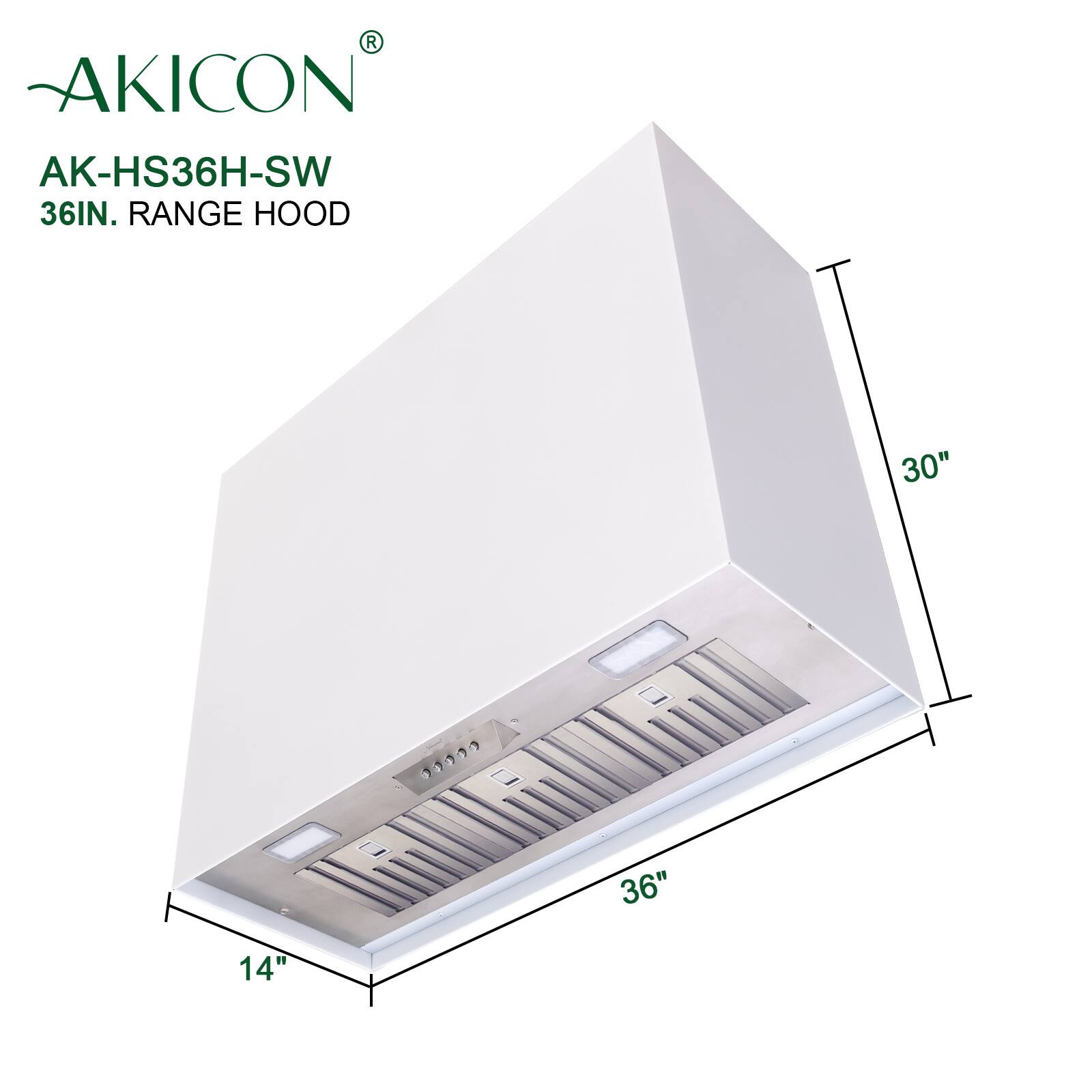 AKICON AK-HS36H-SW 36IN. RANGE HOOD 30" 33 36" 14"