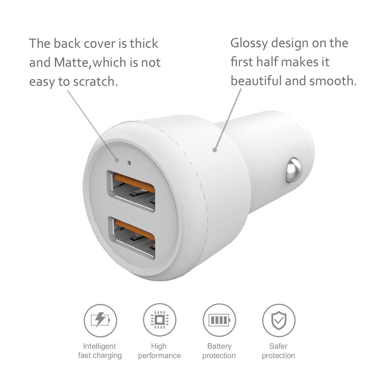 The back cover is thick and Matte, which is not easy to scratch.  
Glossy design on the first half makes it beautiful and smooth.  
Intelligent High Battery fast charging performance protection  
Safer protection