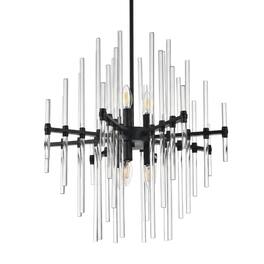 Elegant Lighting - Sienna 23 inch crystal rod pendant in - Black