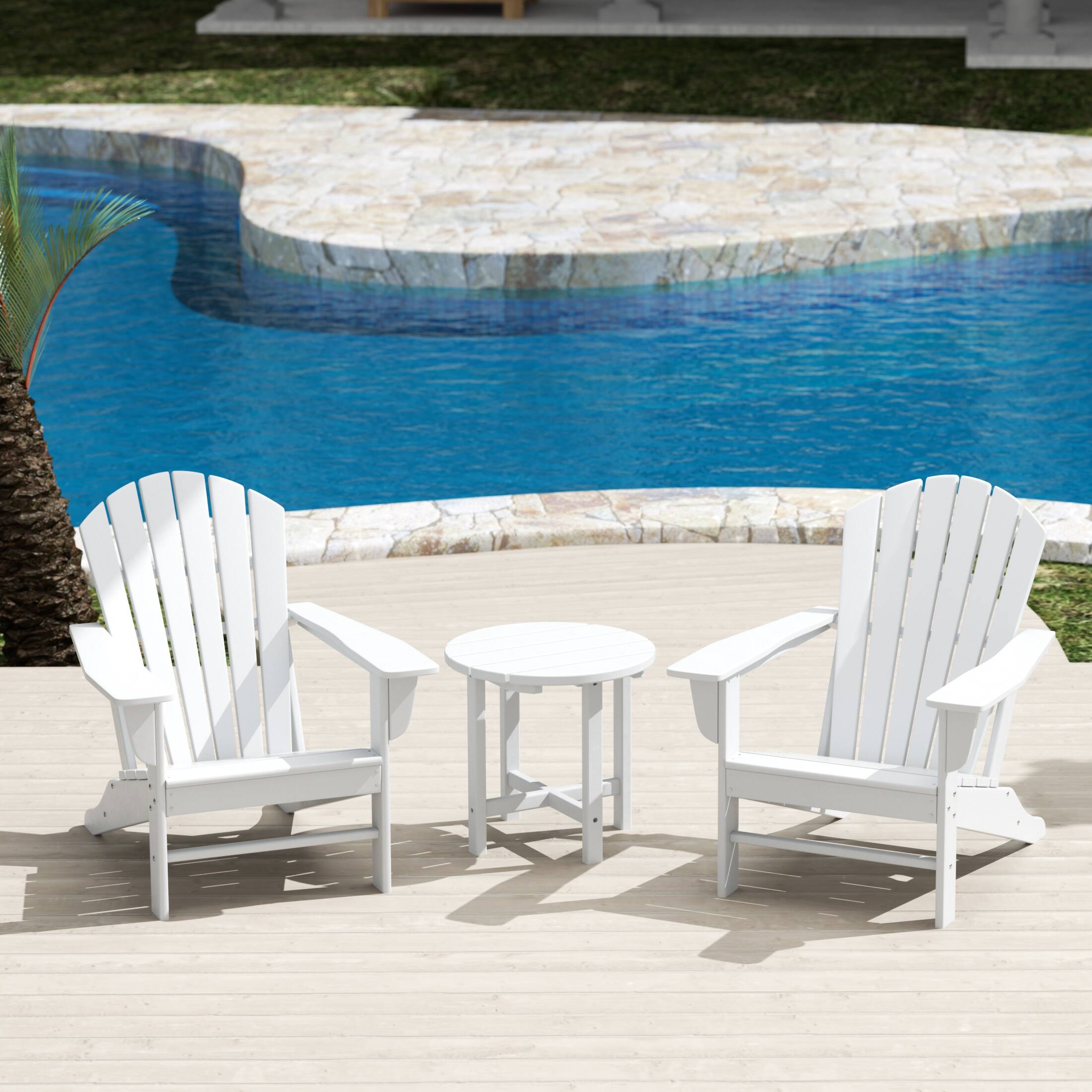 Angle. WestinTrends - WestinTrends Dylan 3-Piece Outdoor Adirondack Chair with Side Table Set - White.